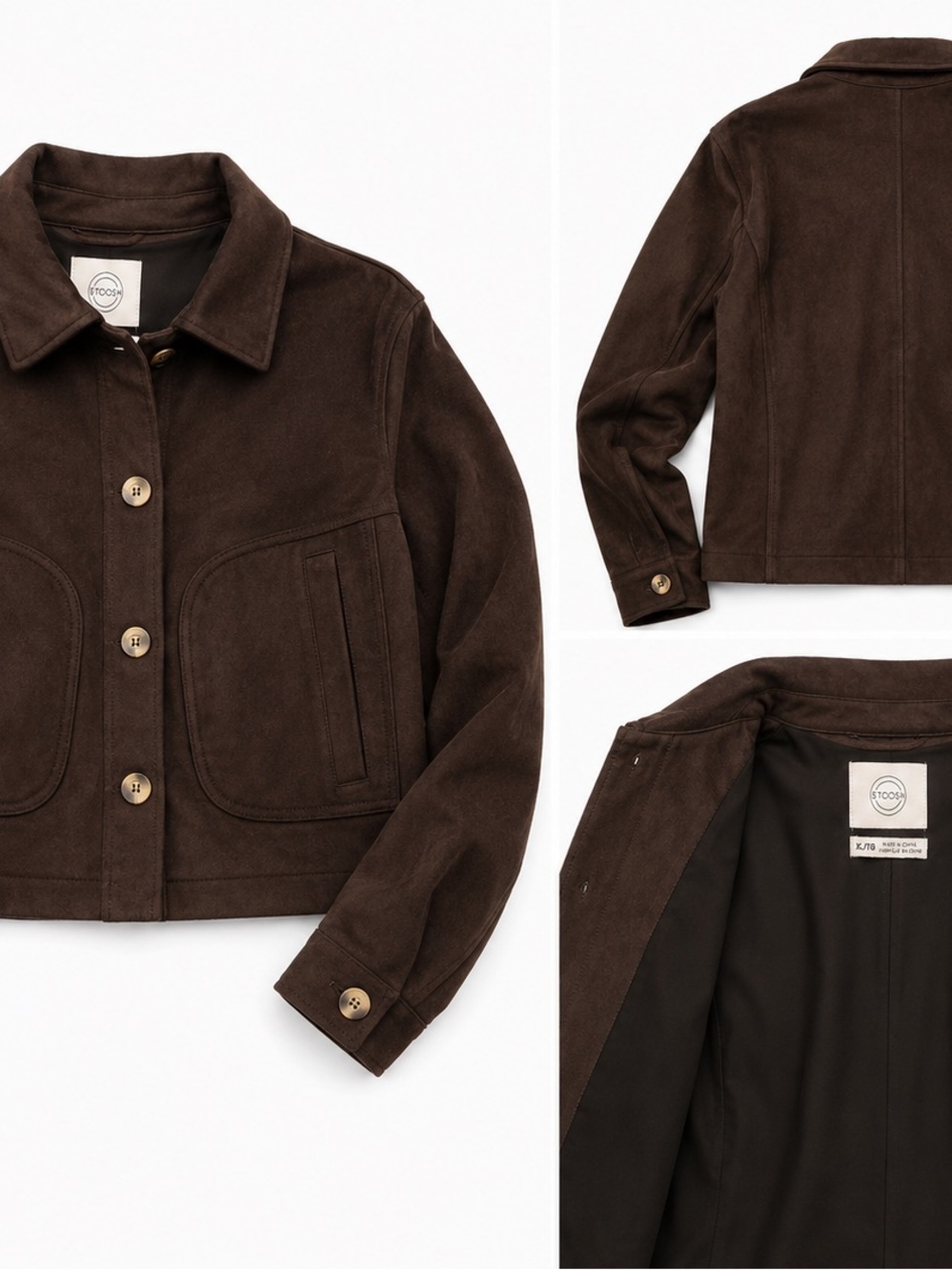 STOOSH Chocolate Brown Suede-Look Jacket – Women’s XL 🤎